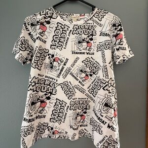 Disney Mickey Mouse Black and White Short Sleeve Tee